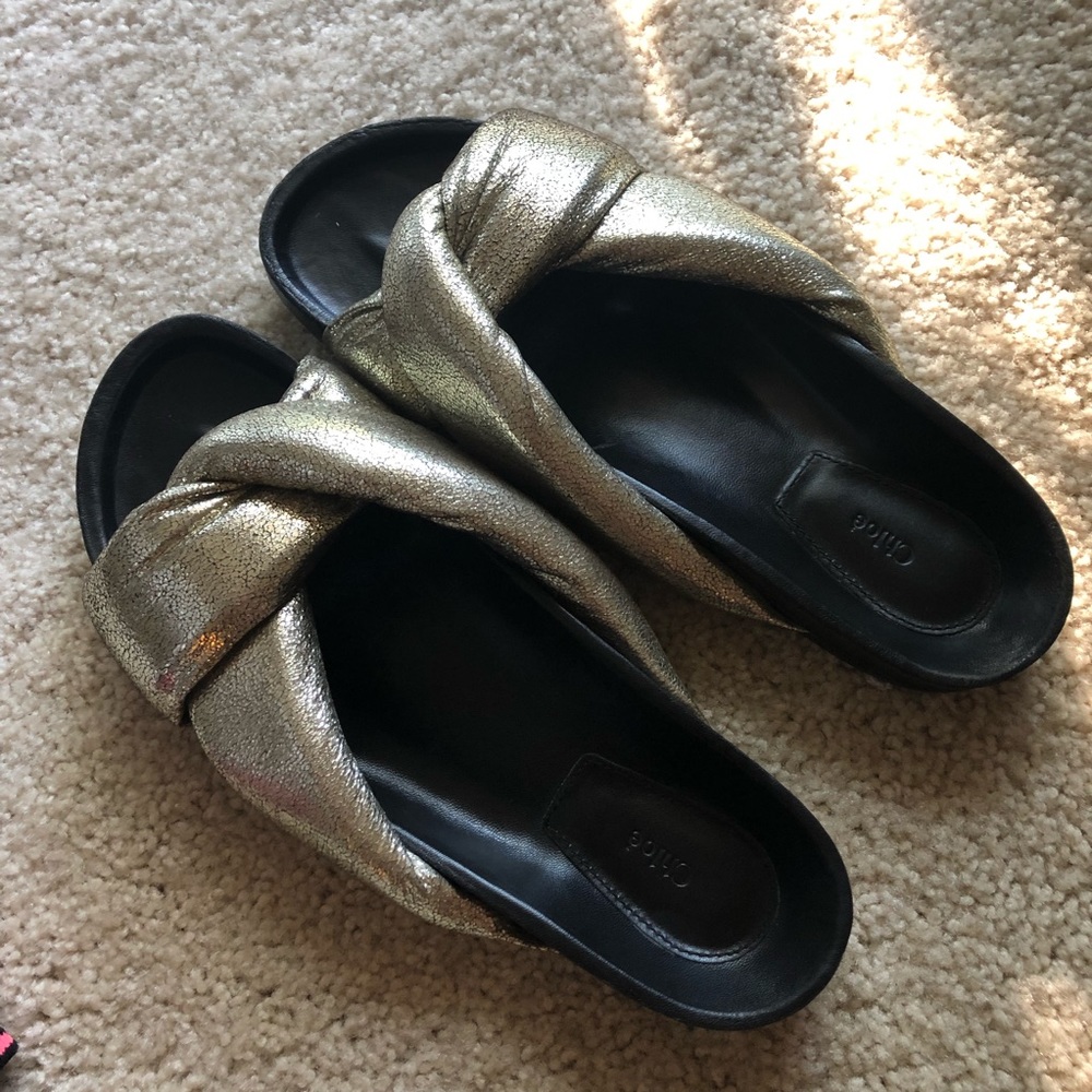 Chloé Nolan Metallic Slide Sandals